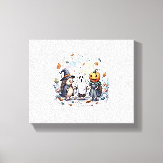 可愛いハロウィンヘッジホッグスコスチューム キャンバスプリント (正面)