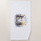 可愛いハロウィンヘッジホッグスコスチューム ビーチタオル (正面)