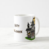 可愛いハロウィン幽霊のよく出るハウスと小さな魔女マグ コーヒーマグカップ (正面右)