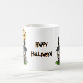 可愛いハロウィン幽霊のよく出るハウスと小さな魔女マグ コーヒーマグカップ (中央)