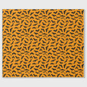 可愛いハロウィン飛んでいるこうもり柄オレンジ ラッピングペーパー (フラット)