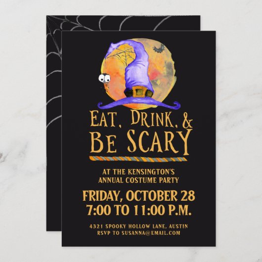 可愛いハロウィン食べドリンクは怖い衣装パーティー 招待状