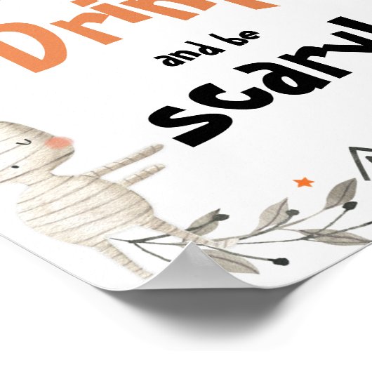 可愛いハロウィン食べ幽霊ドリンク怖いパーティーのサイン ポスター (角)