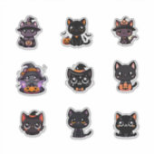 可愛いハロウィン黒猫ステッカーセット シール (正面)