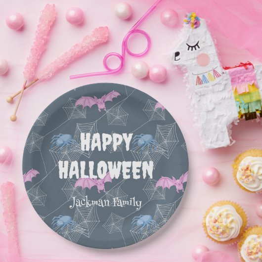 可愛いハロウィーンこうもりとクモでカスタマイズ。 ペーパープレート (パーティー)