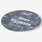 可愛いハロウィーンこうもりとクモでカスタマイズ。 ペーパープレート (アングル)