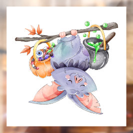 可愛いハロウィーンこうもりウィンドウにしがみつく ウィンドウサイン