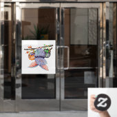 可愛いハロウィーンこうもりウィンドウにしがみつく ウィンドウサイン (オフィスドア)