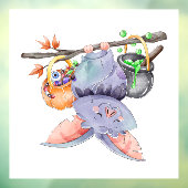 可愛いハロウィーンこうもりウィンドウにしがみつく ウィンドウサイン (シート3)