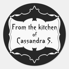 可愛いハロウィーンこうもり白黒ゴシック ラウンドシール