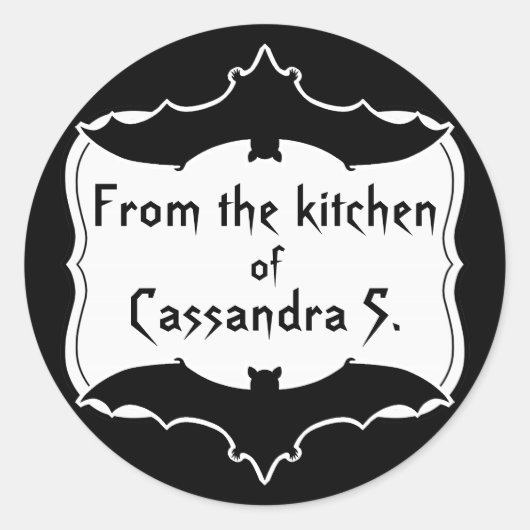 可愛いハロウィーンこうもり白黒ゴシック ラウンドシール (正面)