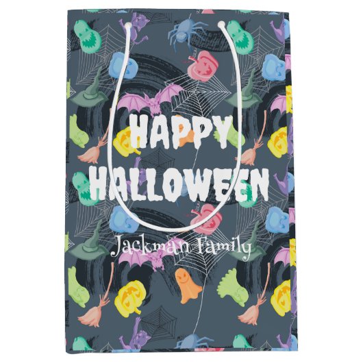 可愛いハロウィーンのカスタマイズ ミディアムペーパーバッグ (正面)