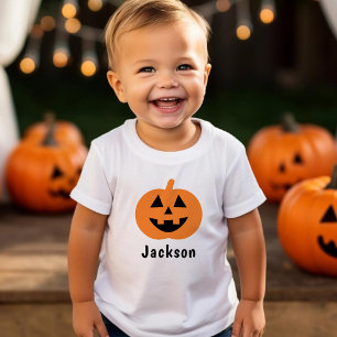 可愛いハロウィーンのカボチャのちょうちんカボチャのオレンジのハロウィーン名 トドラーTシャツ