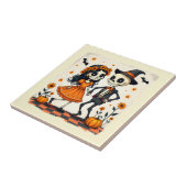 可愛いハロウィーンのスケルトンカップルinオレンジ タイル (側面)