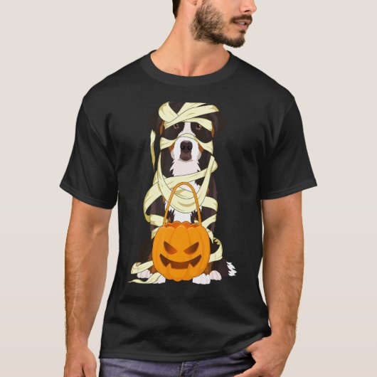 可愛いハロウィーンの衣装ベルネーズマウンテンドッグミイラ Tシャツ (正面)