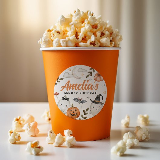 可愛いハロウィーンの誕生日パーティーウィーズラウンドクラシックラウンド ラウンドシール