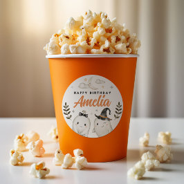 可愛いハロウィーンの誕生日パーティーウィーズラウンドクラシックラウンド ラウンドシール