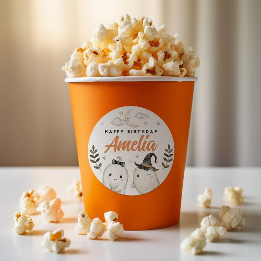 可愛いハロウィーンの誕生日パーティーウィーズラウンドクラシックラウンド ラウンドシール