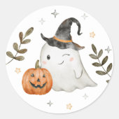 可愛いハロウィーンの誕生日パーティーウィーズラウンドクラシックラウンド ラウンドシール (正面)