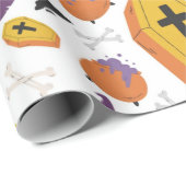 可愛いハロウィーンウィッチキッズギフトラッピング紙 ラッピングペーパー (ロールコーナー)