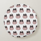 可愛いハロウィーンカボチャと弓ピンクコケット ラウンドクッション (裏面)