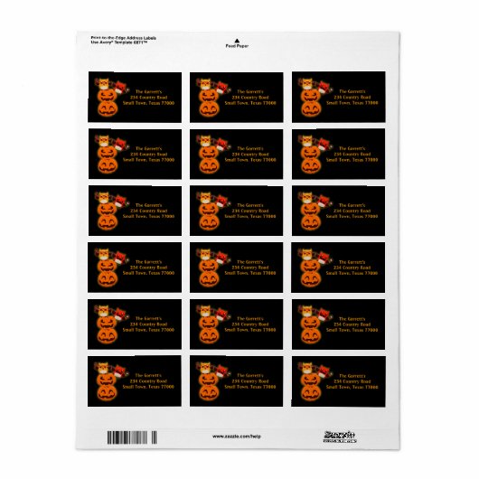 可愛いハロウィーンカボチャのオウルパーソナライズされたズ ラベル (フルシート)
