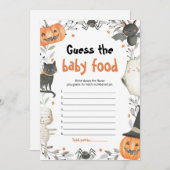 可愛いハロウィーンカボチャベビーフードゲームを推測 招待状 (正面/裏面)