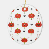 可愛いハロウィーンカボチャ、スパイダー&こうもり柄 セラミックオーナメント (左)