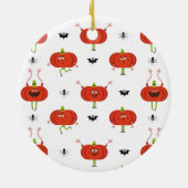 可愛いハロウィーンカボチャ、スパイダー&こうもり柄 セラミックオーナメント (裏面)