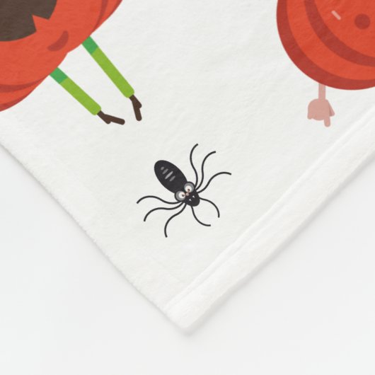 可愛いハロウィーンカボチャ、スパイダー&こうもり柄 フリースブランケット (角)