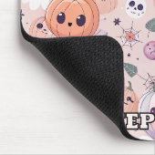 可愛いハロウィーンカボチャ&ピンクシームレス幽霊 マウスパッド (コーナー)