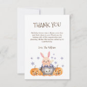 可愛いハロウィーンカルドロンベビーがシャワーを醸造 サンキューカード (正面)