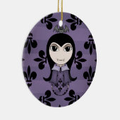 可愛いハロウィーンゴシックのヴァンパイアの女の子(紫) セラミックオーナメント (右)