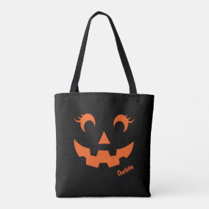 可愛いハロウィーンジャックオランタンパンプキンブラック トートバッグ