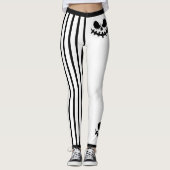 可愛いハロウィーンジャック – O – ランタン顔とストライプ レギンス (正面)