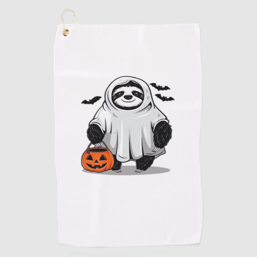 可愛いハロウィーンスロースTシャツ可愛不気味いD ゴルフタオル (正面)
