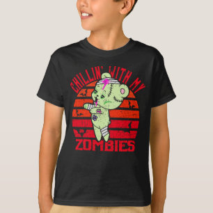 可愛いハロウィーンチリンと私のゾンビのテディベア Tシャツ