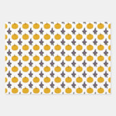 可愛いハロウィーンブラックキャットウィッチハットパターン ラッピングペーパーシート (正面2)