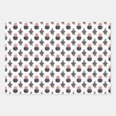 可愛いハロウィーンブラックキャットウィッチハットパターン ラッピングペーパーシート (正面)