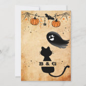 可愛いハロウィーンブラックキャットパーティの招待状 (裏面)