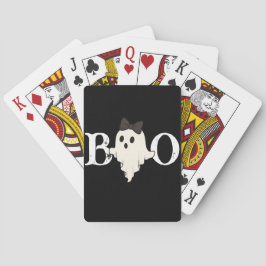 可愛いハロウィーンポーカーカード- "Boo"幽霊with Bow トランプ