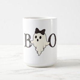 可愛いハロウィーンマグ – "Boo"幽霊with Bow コーヒーマグカップ