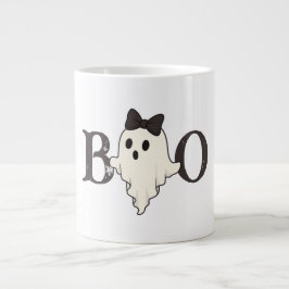 可愛いハロウィーンマグ – "Boo"幽霊with Bow ジャンボコーヒーマグカップ
