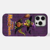 可愛いハロウィーンラプター/恐竜の魔女 iPhoneケース (裏面横)