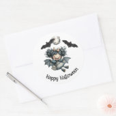 可愛いハロウィーン吸血鬼の女の子、こうもり、満月 ラウンドシール (封筒)