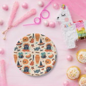 可愛いハロウィーン墓石&大釜 ペーパープレート (パーティー)