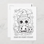 可愛いハロウィーン子猫カラーユア自己所有 ポストカード (正面/裏面)