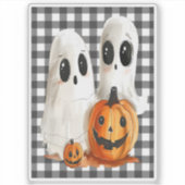 可愛いハロウィーン幽霊とジャック・オ・ランタン シール (正面)