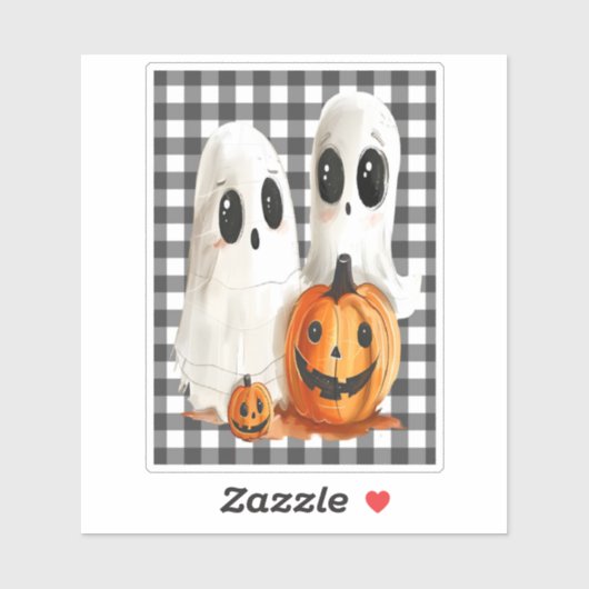 可愛いハロウィーン幽霊とジャック・オ・ランタン シール (シート)