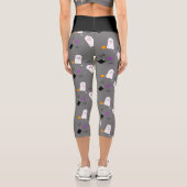可愛いハロウィーン幽霊ふりかけパターンヨガ カプリレギンス (裏面)